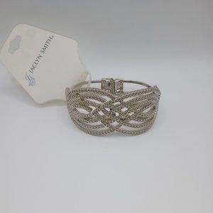 Jaclyn Smith Silver Tone Textured Hinged Bracelet NWT